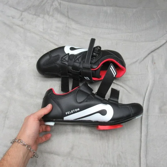 Peloton Mens Cycling Shoes 10 43EU Black 3 Bolt Cleats Road Bike MTB Biking New? - Picture 3 of 16
